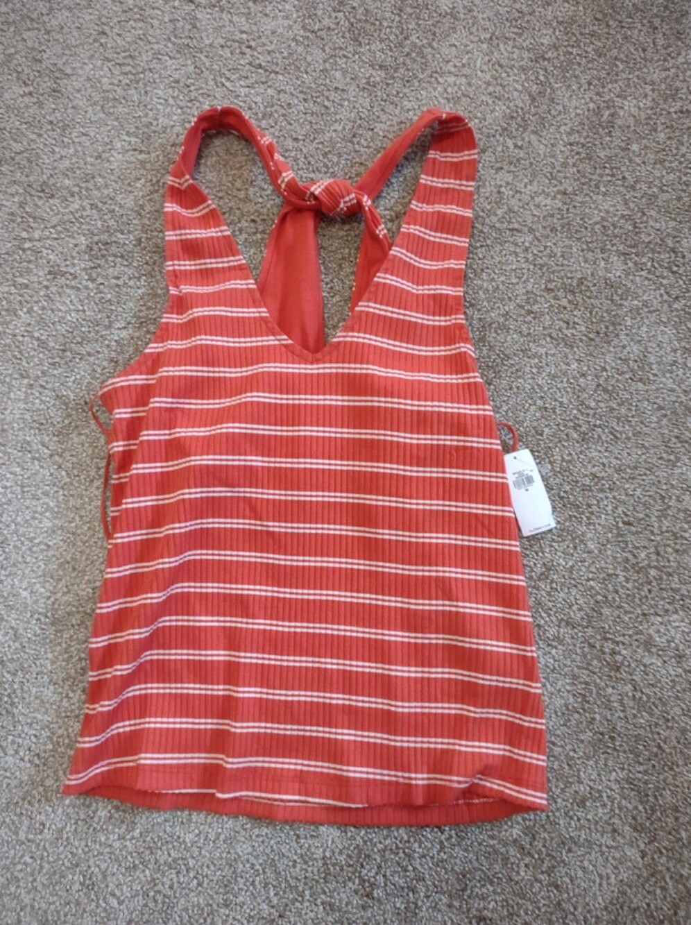 Old Navy Orange & White Striped Tank with Back Loop